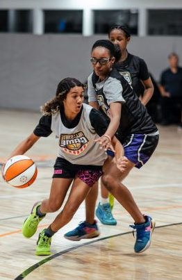 Basketball action shot